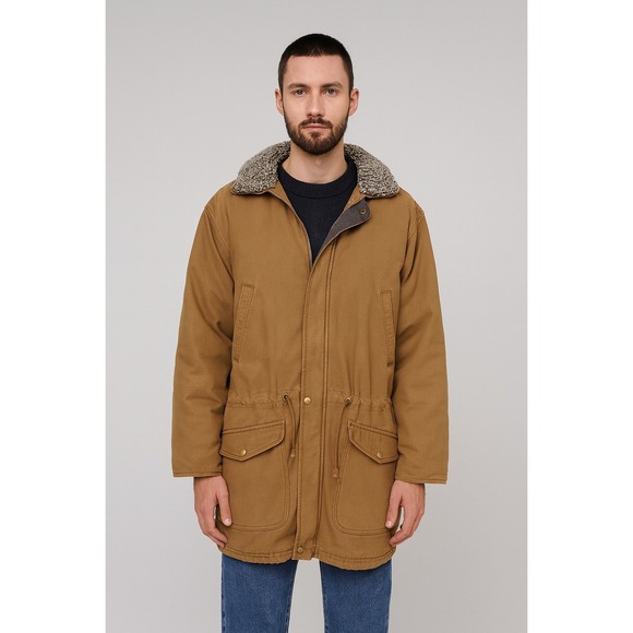 Vintage LL Bean Mens‎ Brown Sherpa Lined Barn Chore Coat 2XL XXL